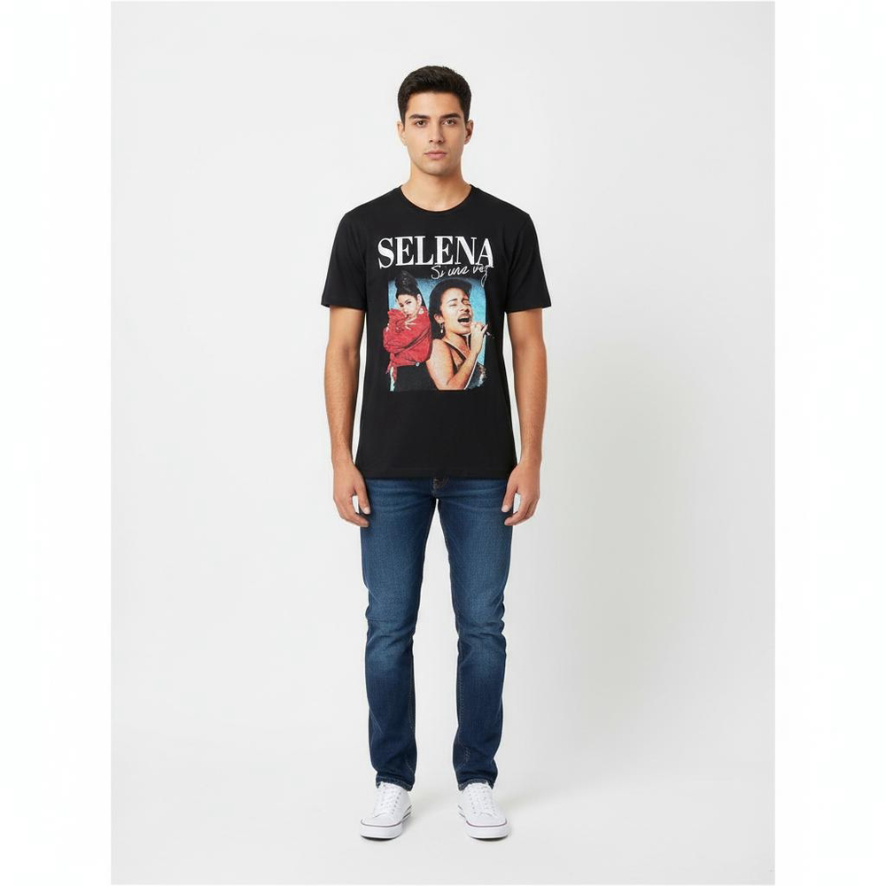 Men's Official Selena Merchandise Black Graphic Tee XXL